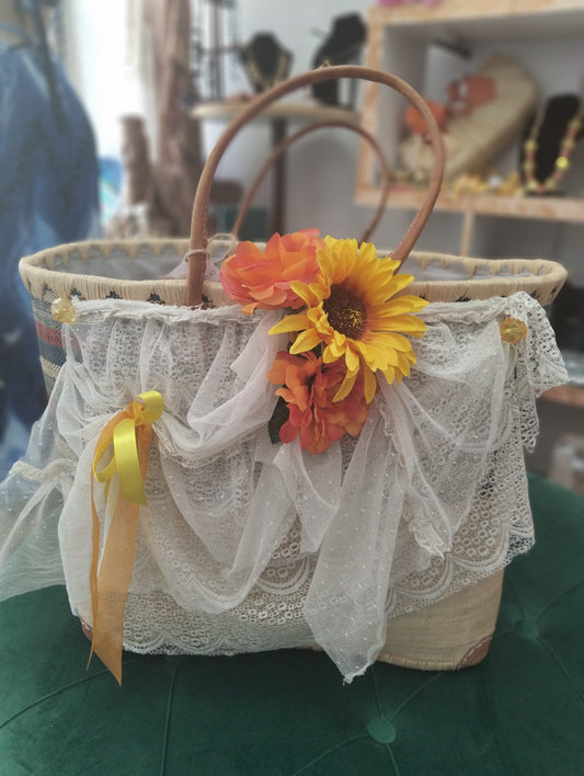 BORSA PAGLIA FLOWERES        BS01