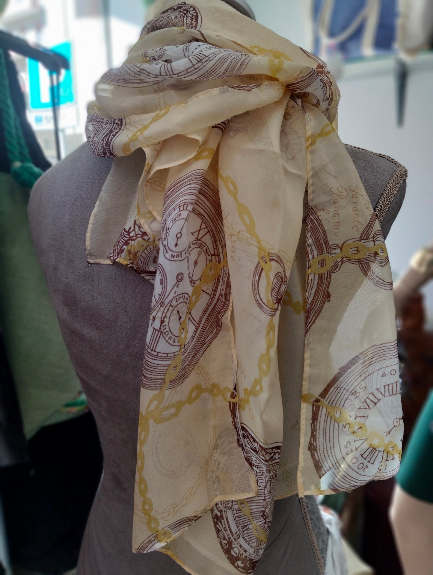 SCIARPA TIME SETA  BEIGE THAI