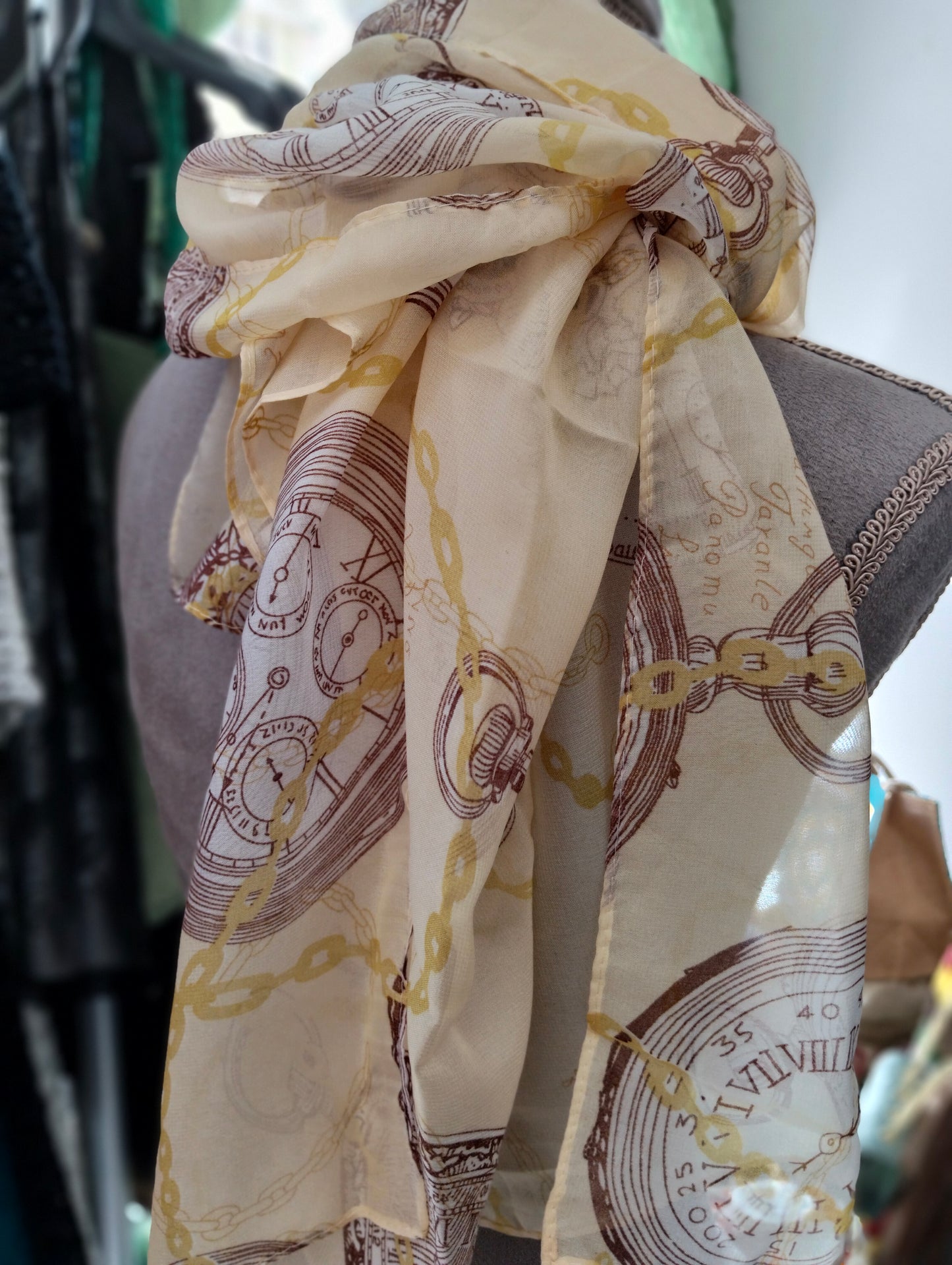 SCIARPA TIME SETA  BEIGE THAI