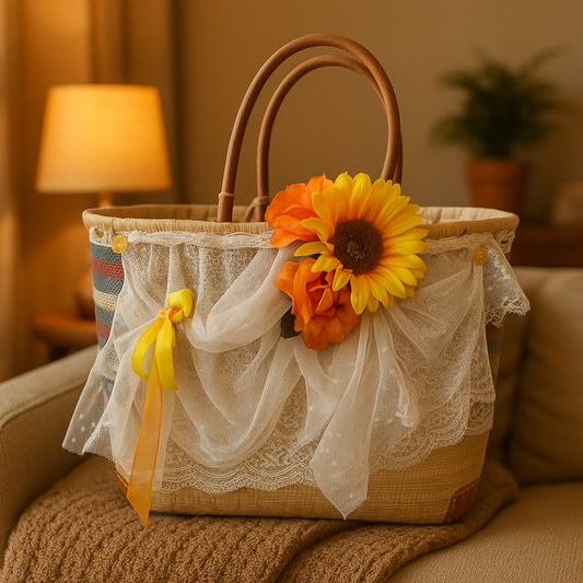 BORSA PAGLIA FLOWERES        BS01
